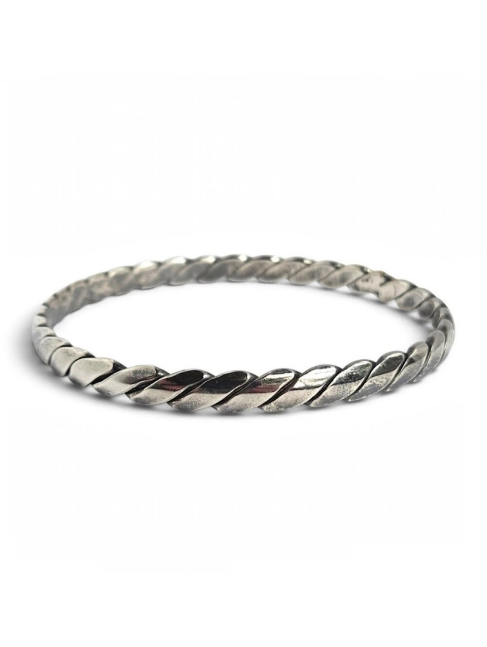 Vintage Solid Sterling Silver Bangle Twisted Rope Braided Bracelet Heavy 23g